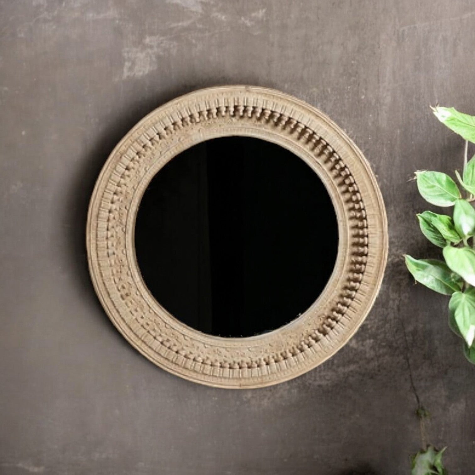 Round Jharokha wall decor | big vintage mirror