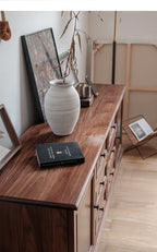 Living Furn India Acacia Wood Sideboard | Handcrafted 6-Drawer & 2-Door Console | Multi-Size Storage