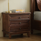 Classic Acacia Wood 3-Drawer Nightstand | Solid Wood Bedside Table | Dark Finish Bedroom Furniture | Living Furn India