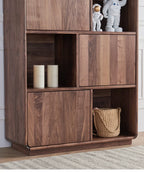 The Jaipur Modern Bookcase | Handcrafted Walnut Finish Storage Cabinet | 90x40x160cm
