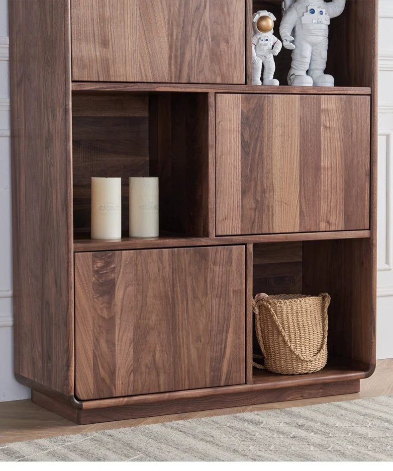 The Jaipur Modern Bookcase | Handcrafted Walnut Finish Storage Cabinet | 90x40x160cm