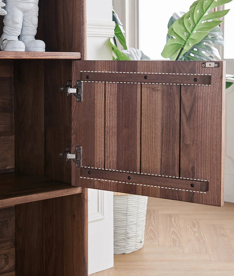 The Jaipur Modern Bookcase | Handcrafted Walnut Finish Storage Cabinet | 90x40x160cm
