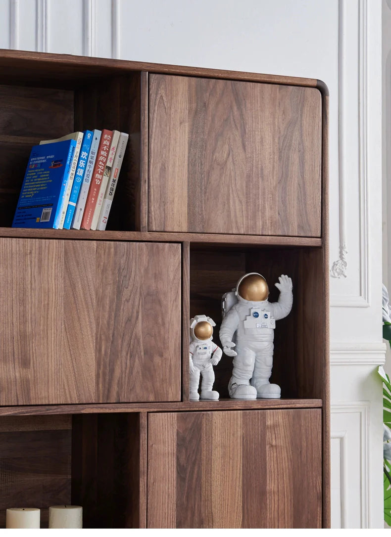 The Jaipur Modern Bookcase | Handcrafted Walnut Finish Storage Cabinet | 90x40x160cm