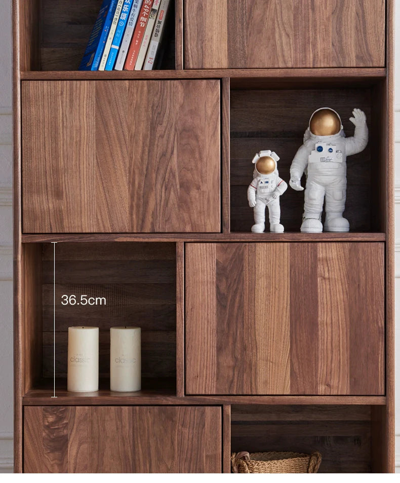 The Jaipur Modern Bookcase | Handcrafted Walnut Finish Storage Cabinet | 90x40x160cm