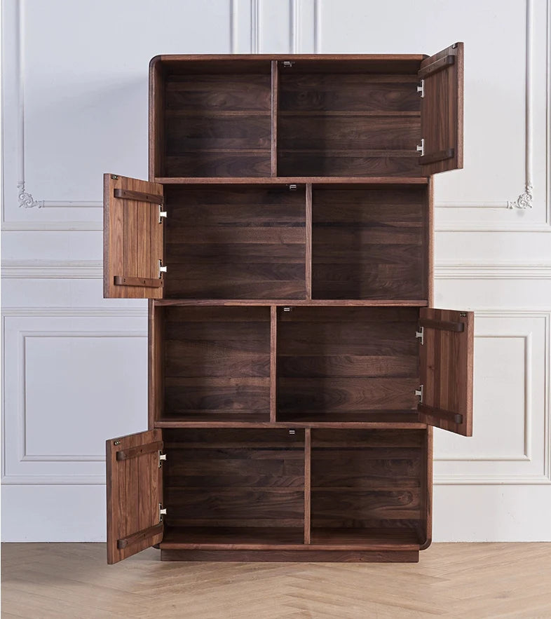 The Jaipur Modern Bookcase | Handcrafted Walnut Finish Storage Cabinet | 90x40x160cm