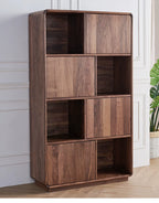 The Jaipur Modern Bookcase | Handcrafted Walnut Finish Storage Cabinet | 90x40x160cm