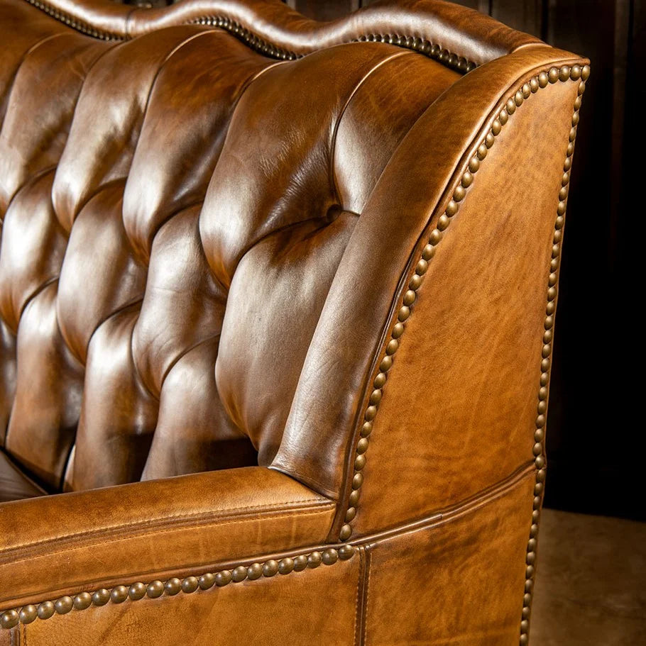 VersaMondo Buffalo Leather Sofa Bed – Convertible 3-Seater by Living Furn India