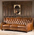 VersaMondo Buffalo Leather Sofa Bed – Convertible 3-Seater by Living Furn India