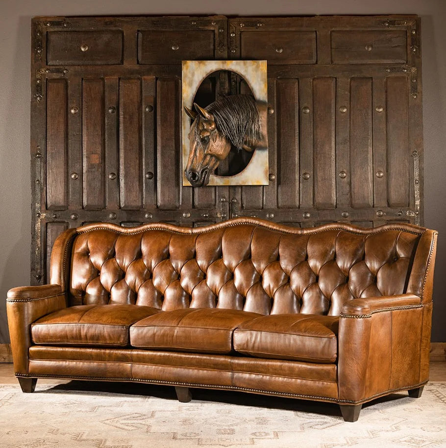 VersaMondo Buffalo Leather Sofa Bed – Convertible 3-Seater by Living Furn India