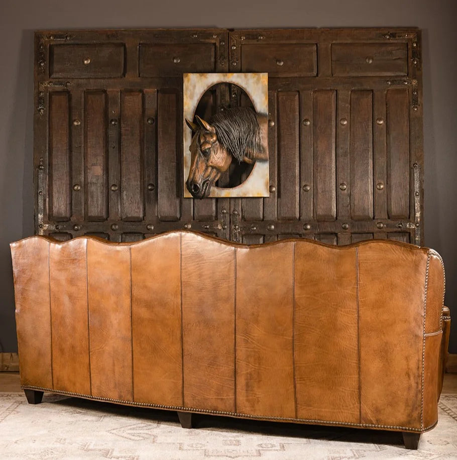 VersaMondo Buffalo Leather Sofa Bed – Convertible 3-Seater by Living Furn India