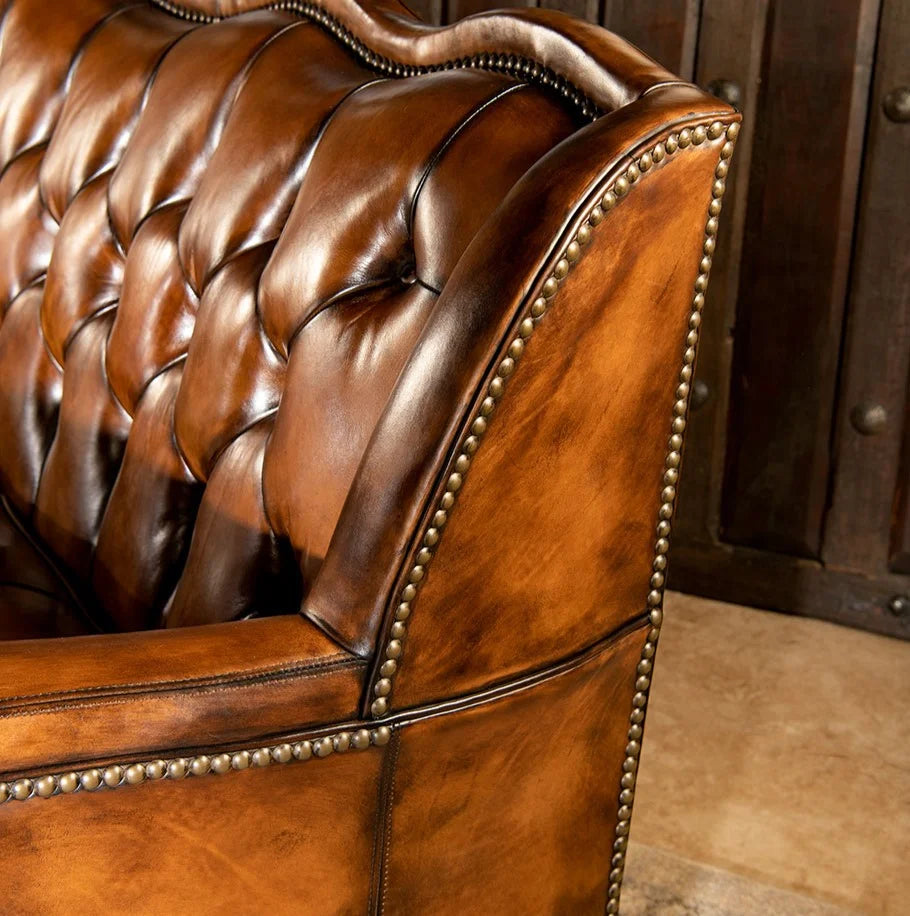 VersaMondo Buffalo Leather Sofa Bed – Convertible 3-Seater by Living Furn India