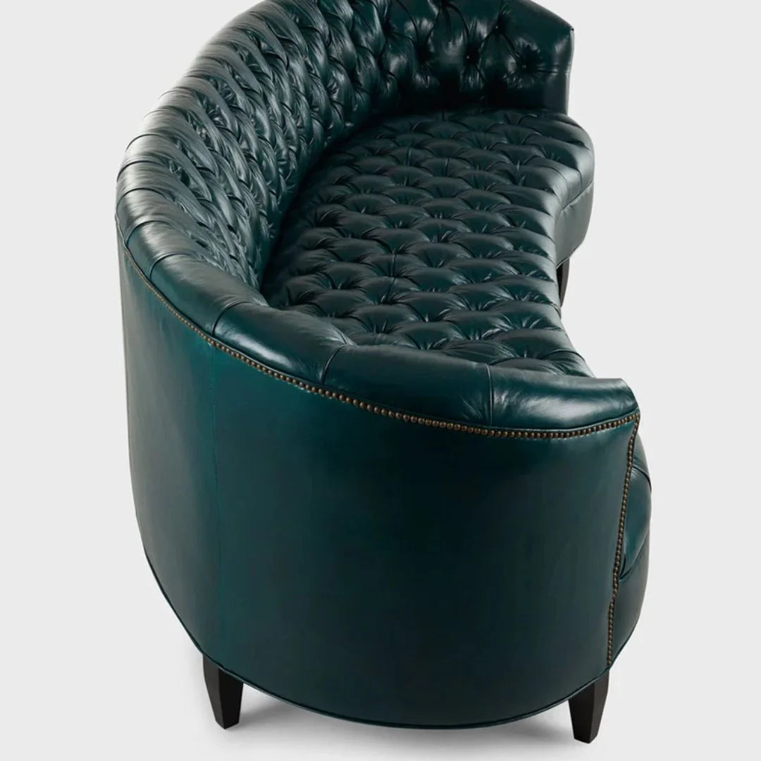 Celeste Grand Teal Tufted Leather 4-Seater Sofa – Statement Luxury by Living Furn India
