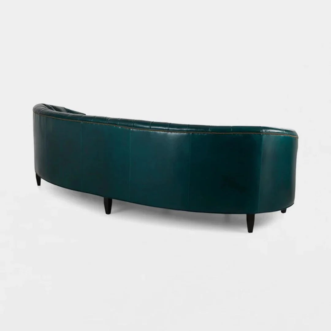 Celeste Grand Teal Tufted Leather 4-Seater Sofa – Statement Luxury by Living Furn India