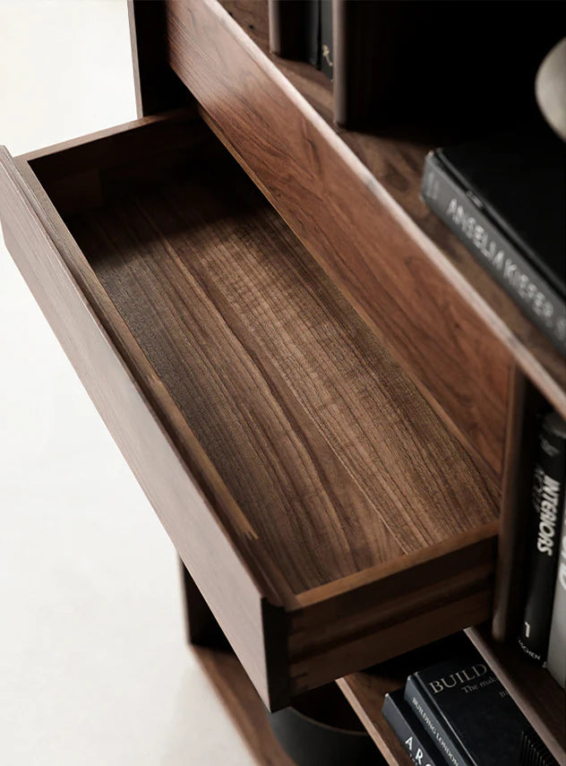 The Jodhpur Grandeur Bookcase | Handcrafted Solid Wood with Walnut Finish | 100x35x180cm