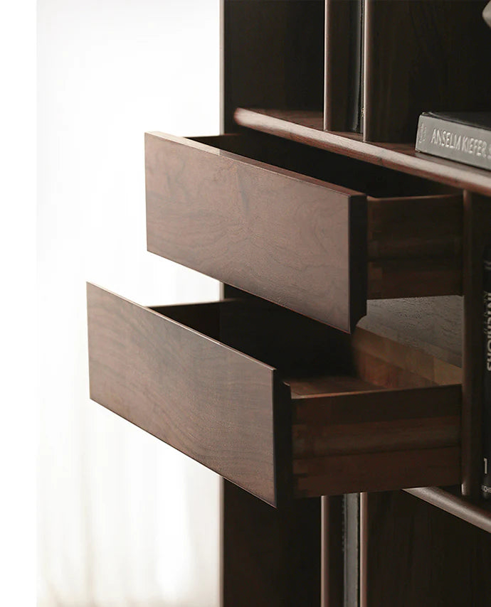 The Jodhpur Grandeur Bookcase | Handcrafted Solid Wood with Walnut Finish | 100x35x180cm