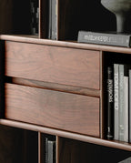 The Jodhpur Grandeur Bookcase | Handcrafted Solid Wood with Walnut Finish | 100x35x180cm