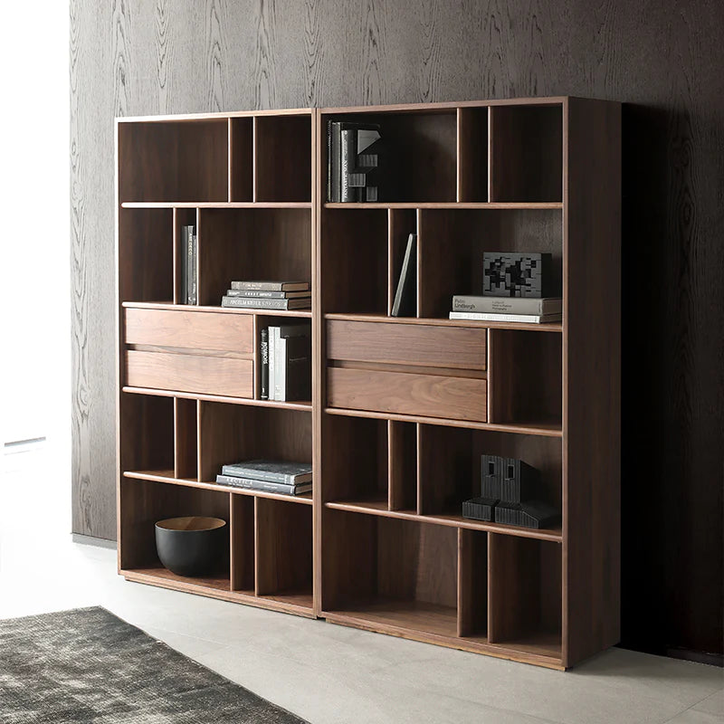 The Jodhpur Grandeur Bookcase | Handcrafted Solid Wood with Walnut Finish | 100x35x180cm