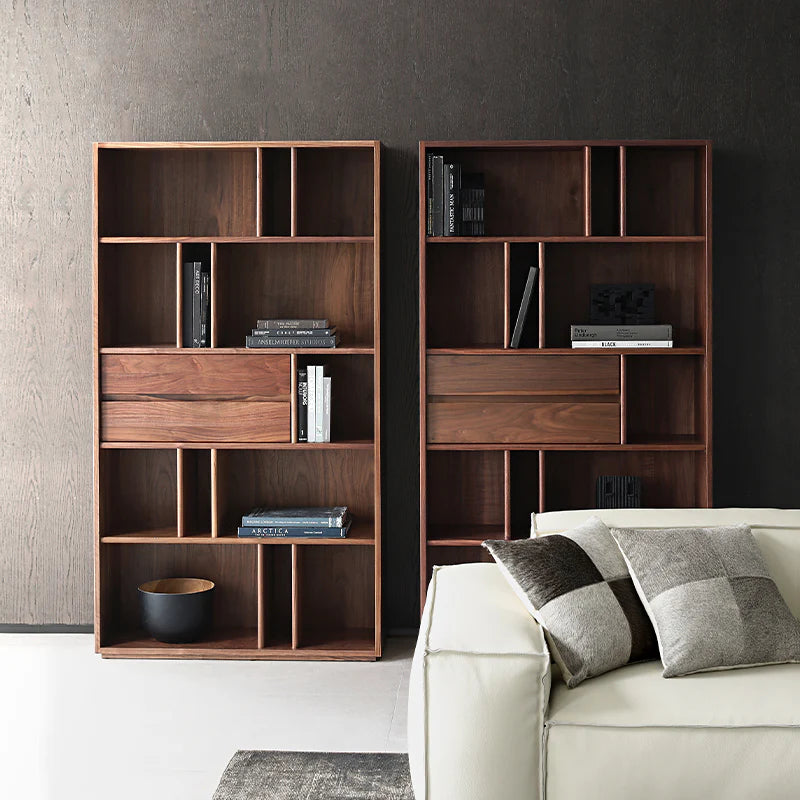 The Jodhpur Grandeur Bookcase | Handcrafted Solid Wood with Walnut Finish | 100x35x180cm