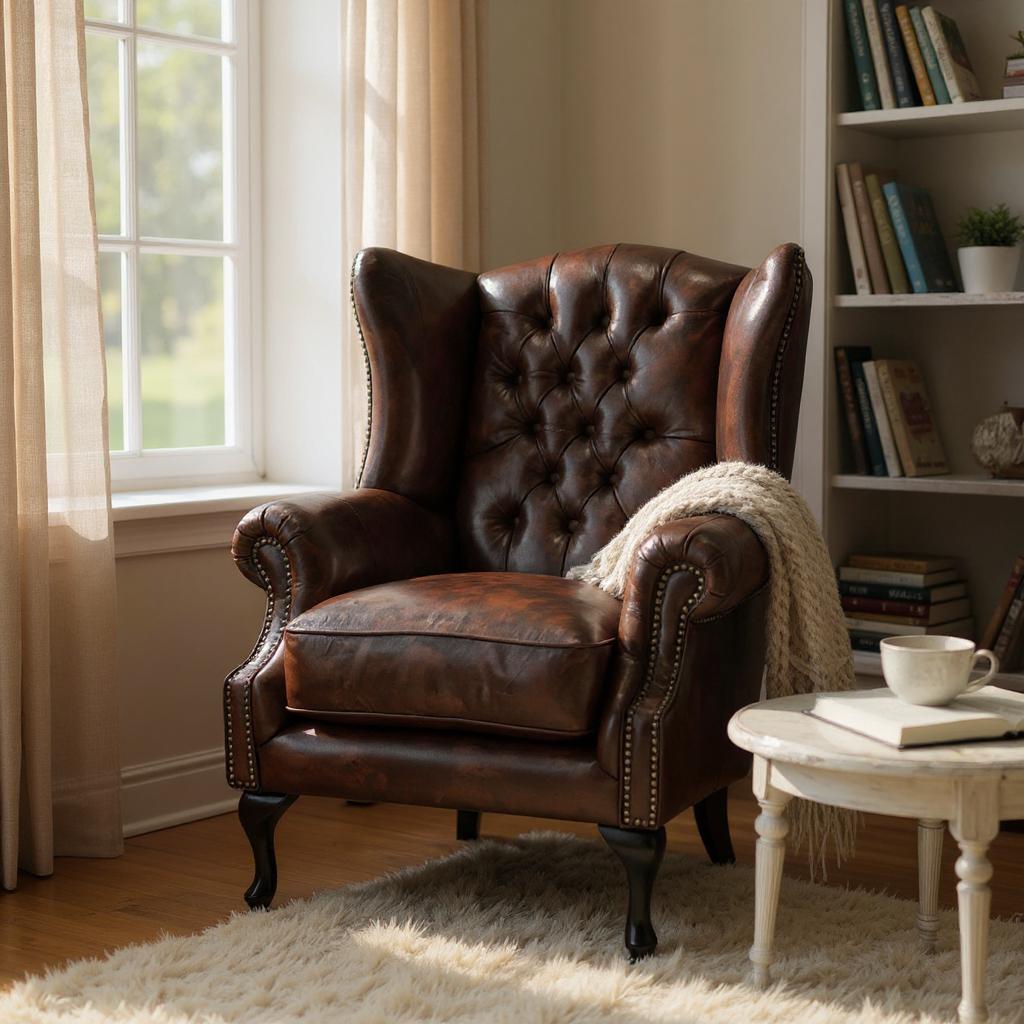 Oxford Monarch Wingback Chesterfield 1-Seater – Handcrafted Genuine Leather Armchair by Living Furn India