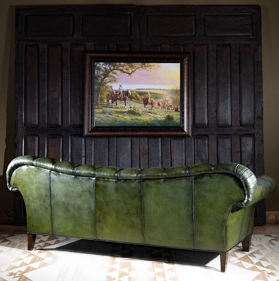 Windsor Olive Green Chesterfield 3-Seater Sofa – Handcrafted Buffalo Leather by Living Furn India