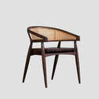 Luna Cane Armchair | Handcrafted Solid Wood Chair with Curved Cane Backrest | Natural Finish | Living Furn India