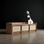 Rattan TV console - mid-century modern TV stand