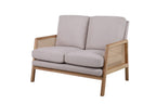 Solid Wood 2 Seater Rattan Loveseat with Cushions | Natural Finish Cane Sofa | Handcrafted Living Room Furniture | Living Furn India