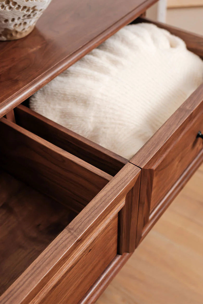Living Furn India Acacia Wood Dresser | Handcrafted 7-Drawer Storage Cabinet | Modern Farmhouse Design - 150x45x85 cm