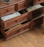 Living Furn India Acacia Wood Dresser | Handcrafted 7-Drawer Storage Cabinet | Modern Farmhouse Design - 150x45x85 cm