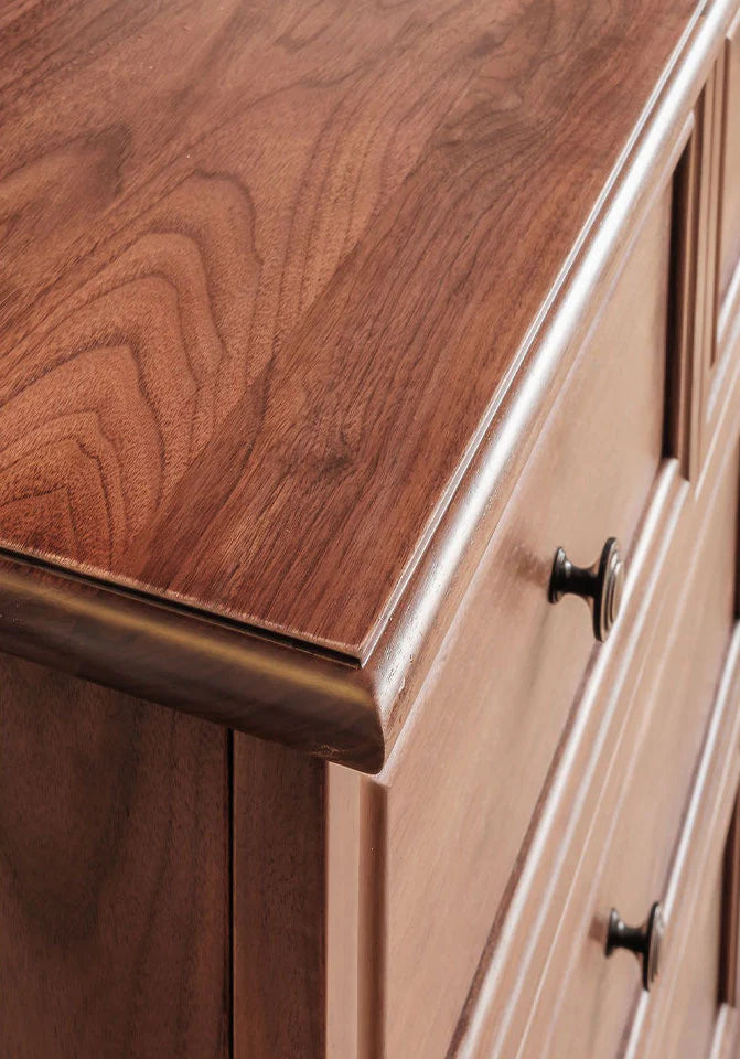 Living Furn India Acacia Wood Dresser | Handcrafted 7-Drawer Storage Cabinet | Modern Farmhouse Design - 150x45x85 cm