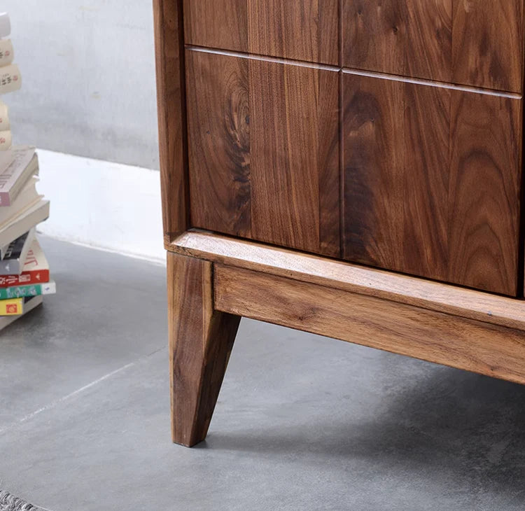 Modern Acacia Wood Display Cabinet | Tall Storage Unit with Glass Doors | Wine Rack & Bar Cabinet | Living Furn India