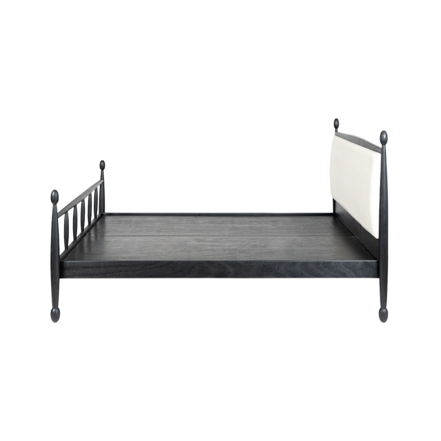 Echelon Spindle Bed | Handcrafted Mango Wood Bed with Upholstered Headboard | King & Queen Sizes | Living Furn India