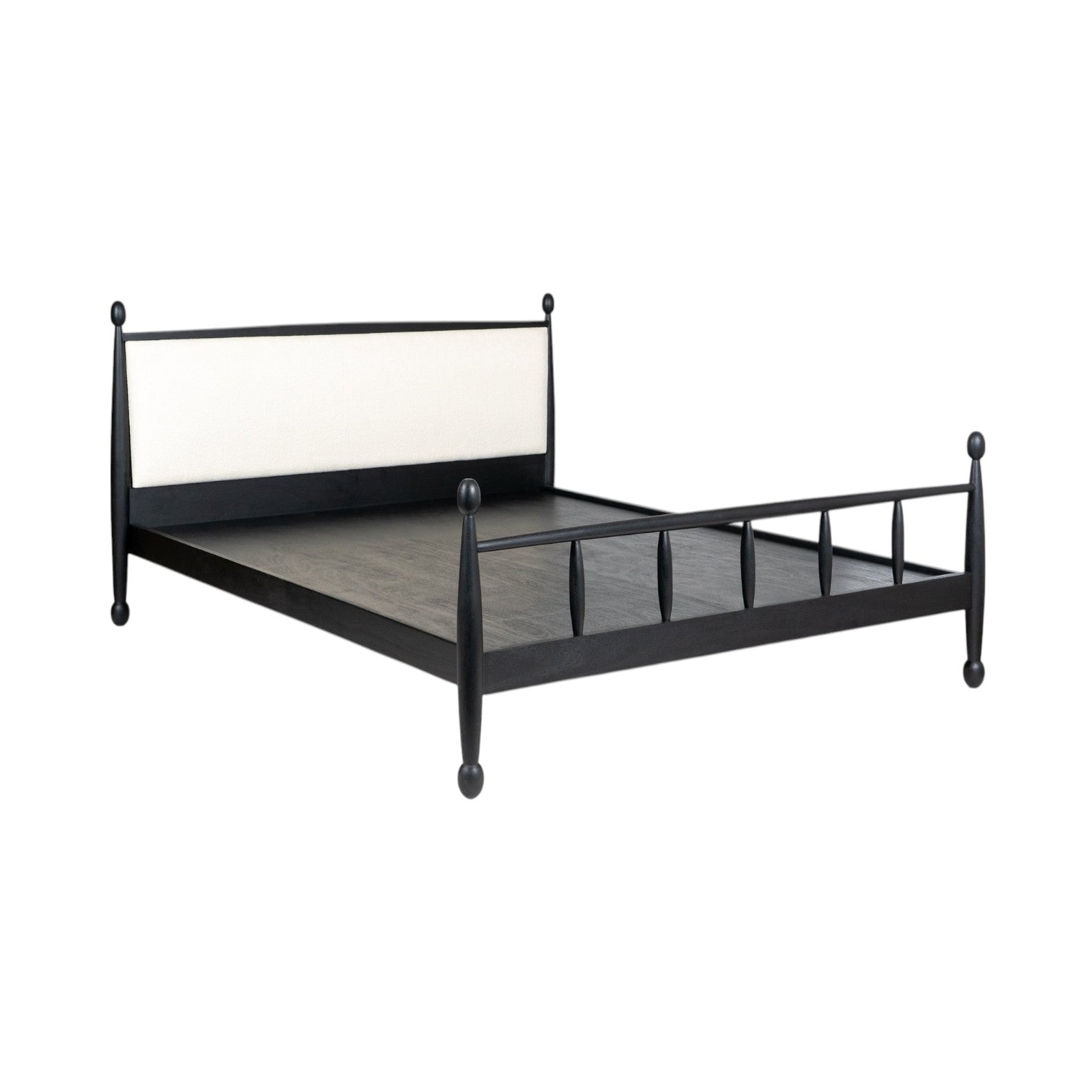 Echelon Spindle Bed | Handcrafted Mango Wood Bed with Upholstered Headboard | King & Queen Sizes | Living Furn India
