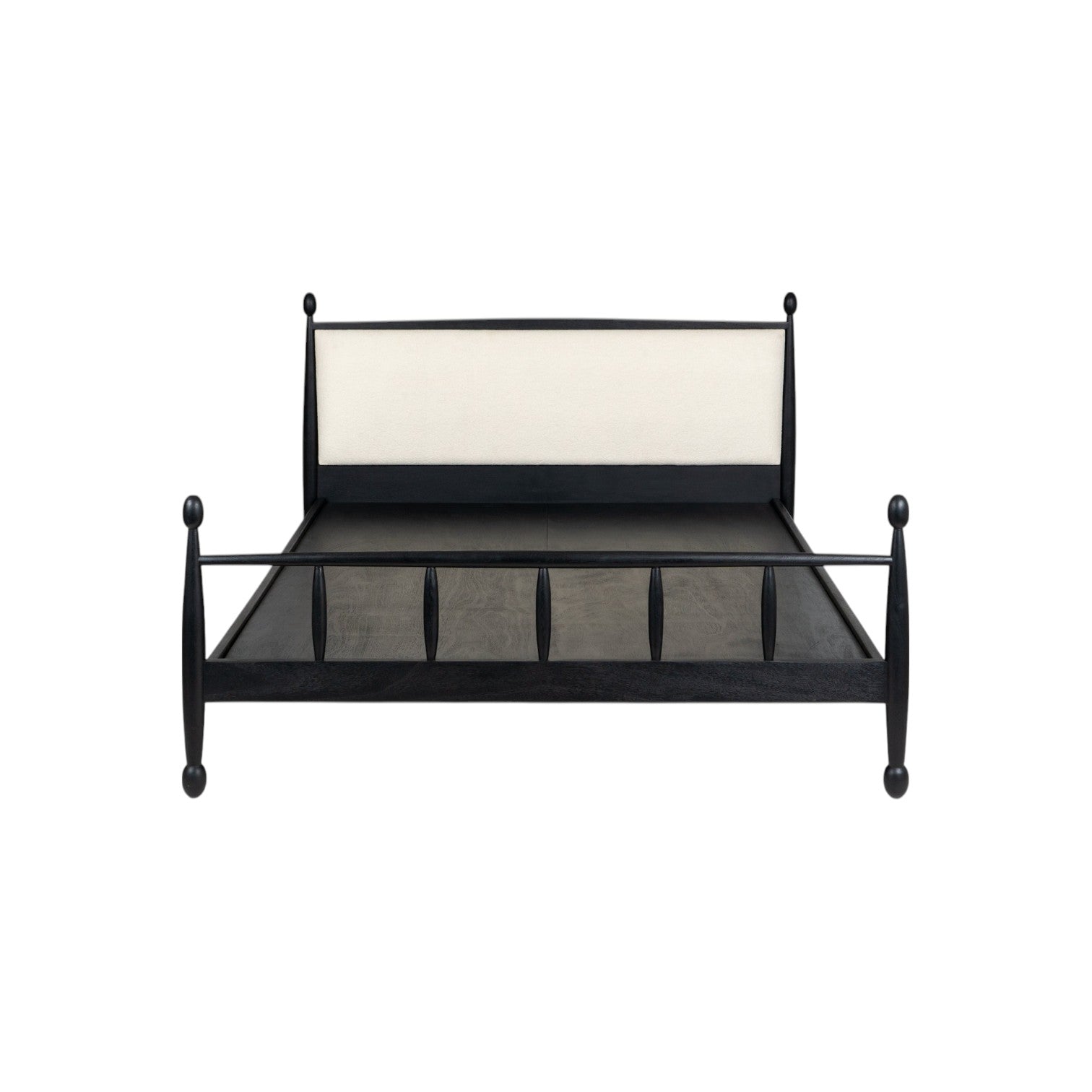 Echelon Spindle Bed | Handcrafted Mango Wood Bed with Upholstered Headboard | King & Queen Sizes | Living Furn India