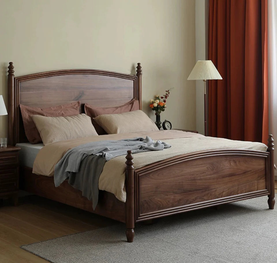 The Marwar Dream Bed | Handcrafted Acacia Wood with Walnut Finish | Queen & King Sizes