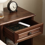 Modern Acacia Wood 1-Drawer Nightstand | Bedside Table with Open Shelf | Dark Wood Finish | Living Furn India