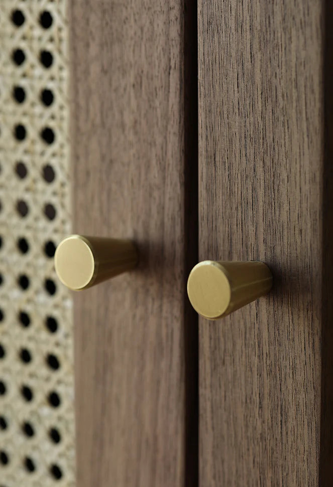 Handcrafted Acacia Wood Wardrobe with Rattan Panel – Eco Friendly, Customizable Storage Solution | Living Furn India