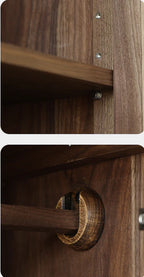 Handcrafted Acacia Wood Wardrobe with Rattan Panel – Eco Friendly, Customizable Storage Solution | Living Furn India
