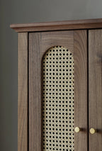 Handcrafted Acacia Wood Wardrobe with Rattan Panel – Eco Friendly, Customizable Storage Solution | Living Furn India