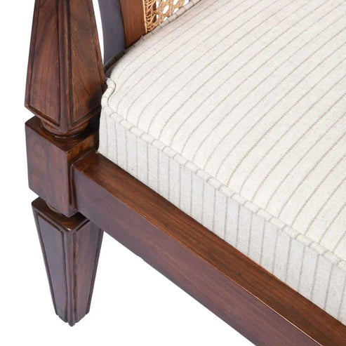 Handcrafted Solid Mango Wood Cane Chair – Single & Three Seater | Customizable Designer Armchair by Living Furn India