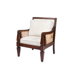 Wooden armchair with white cushion on a white background