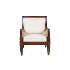 Wooden armchair with white cushion on a white background