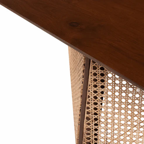 Handcrafted Cane & Solid Wood Coffee Table – 38"x31"x18" | Modern Rattan Center Table by Living Furn India