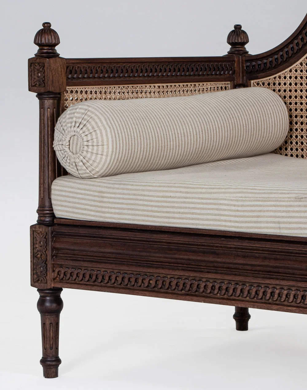 Heritage Weave Rattan Solid Wood Day Bed – Brown Finish 3-Seater by Living Furn India
