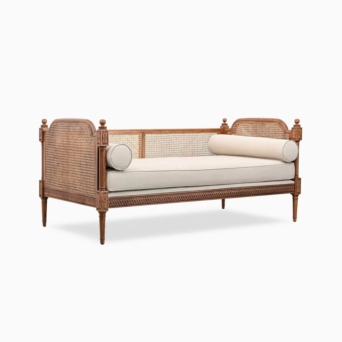 Sereno Natura Rattan Daybed – Handcrafted Solid Wood & Woven Elegance by Living Furn India