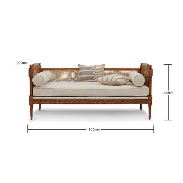 Sereno Natura Rattan Daybed – Handcrafted Solid Wood & Woven Elegance by Living Furn India