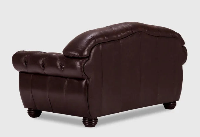 DuoBelle Luxe Brown Leather 2-Seater Sofa – Handcrafted Intimate Comfort by Living Furn India