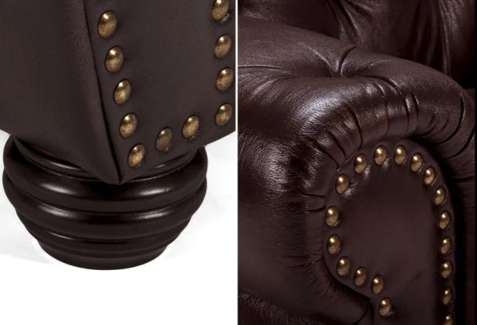 DuoBelle Luxe Brown Leather 2-Seater Sofa – Handcrafted Intimate Comfort by Living Furn India