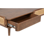 Linea Coffee Table | Handcrafted Mango Wood & Cane Living Room Table | Living Furn India