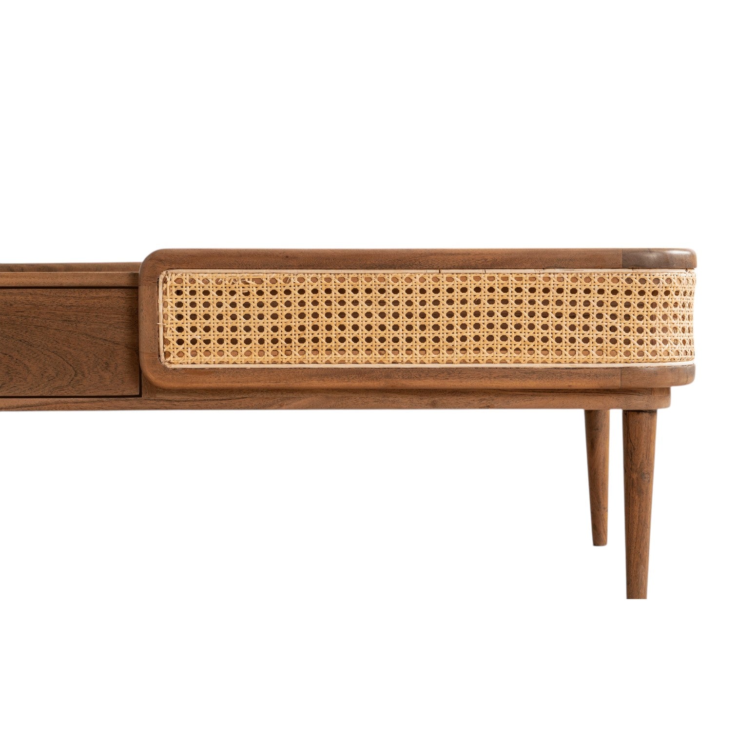 Linea Coffee Table | Handcrafted Mango Wood & Cane Living Room Table | Living Furn India